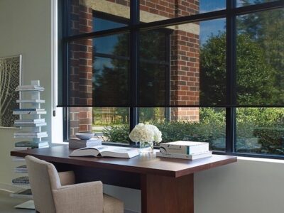 Modern retail store in St. Louis featuring custom blinds and shutters from Victor Shade.